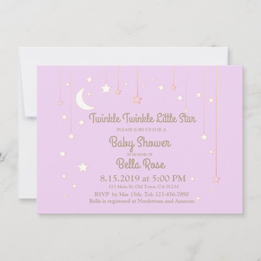 Twinkle Twinkle Little Star Baby shower-uitnodigin Kaart (Voorkant)