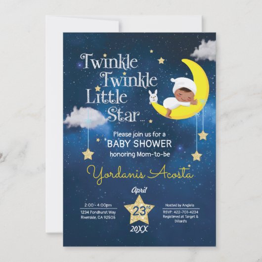 Twinkle Twinkle Little star baby shower-uitnodigin Kaart (Voorkant)