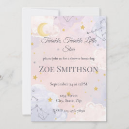 Twinkle Twinkle Little Star Baby Shower Uitnodigin Kaart