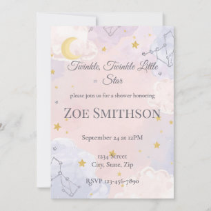 Twinkle Twinkle Little Star Baby Shower Uitnodigin Kaart