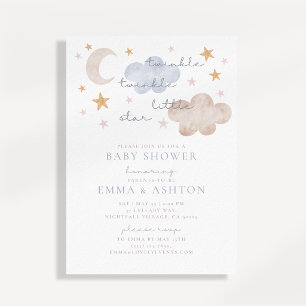 Twinkle Twinkle Little Star Baby Shower Uitnodigin Kaart