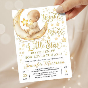 Twinkle Twinkle Little Star Baby Shower Uitnodigin Kaart