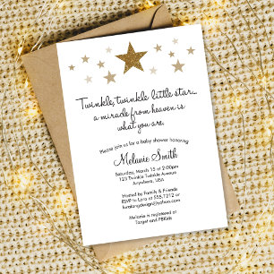 Twinkle Twinkle Little Star Baby Shower Uitnodigin Kaart
