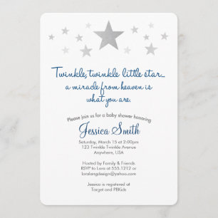 Twinkle Twinkle Little Star Baby Shower Uitnodigin Kaart