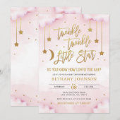 Twinkle Twinkle Little Star Baby Shower Uitnodigin Kaart (Voorkant / Achterkant)