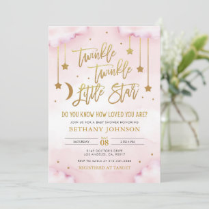 Twinkle Twinkle Little Star Baby Shower Uitnodigin Kaart