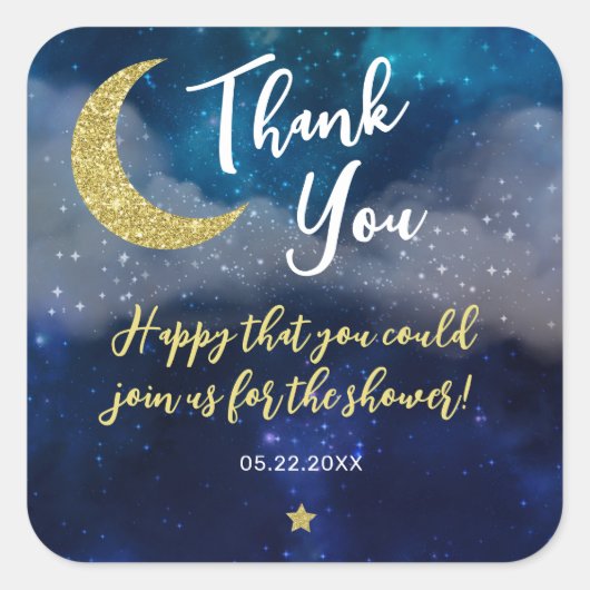 Twinkle Twinkle Little Star Baby shower Vierkante Sticker (Voorkant)