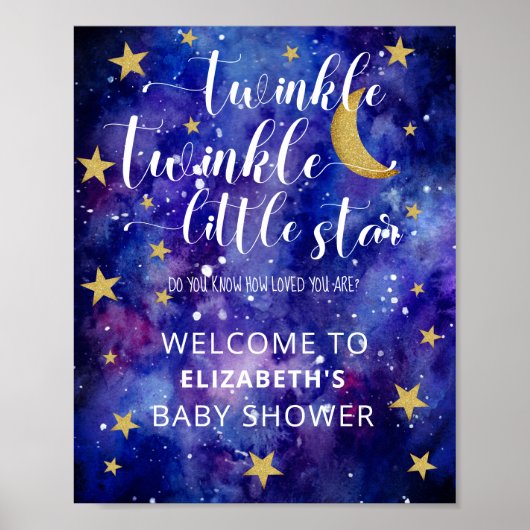 Twinkle Twinkle Little Star Baby shower Welcome Poster (Voorkant)