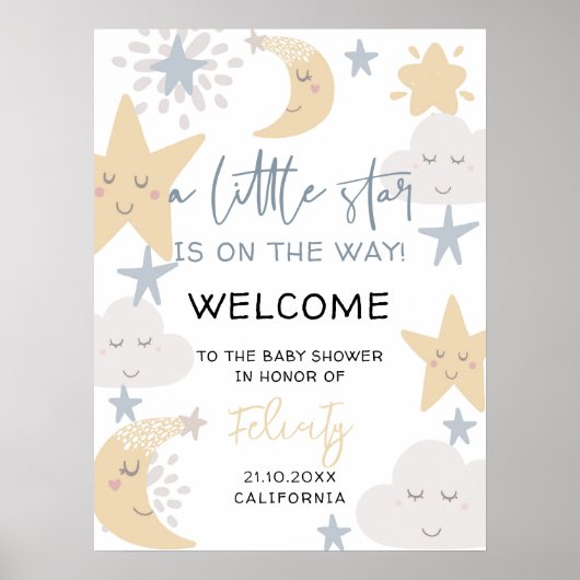 Twinkle Twinkle Little Star Baby shower Welcome Poster (Voorkant)