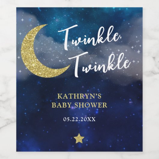 Twinkle Twinkle Little Star Baby shower Wijn Etiket (Enkel label)