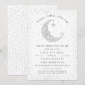 Twinkle Twinkle Little Star Baby Shower Zilver Kaart (Voorkant / Achterkant)
