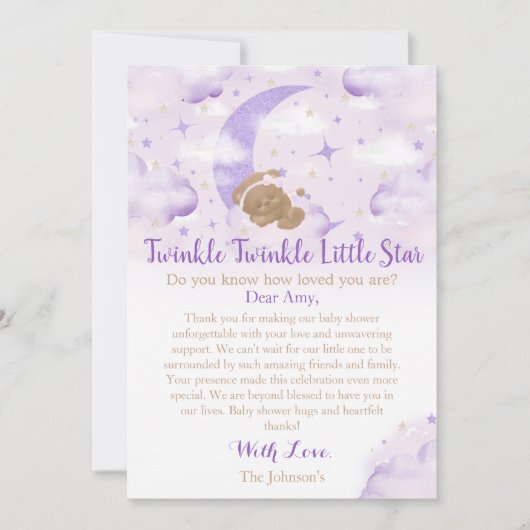 Twinkle Twinkle Little Star Beer Baby shower Bedankkaart (Voorkant)