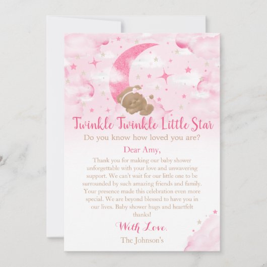 Twinkle Twinkle Little Star Beer Baby shower Bedankkaart (Voorkant)