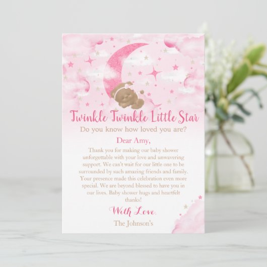 Twinkle Twinkle Little Star Beer Baby shower Bedankkaart (Staand voorkant)