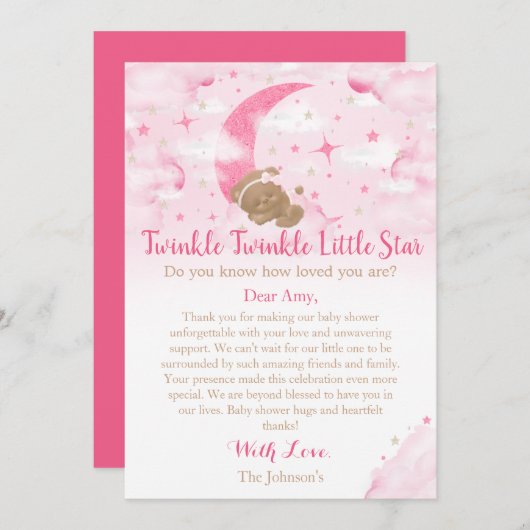 Twinkle Twinkle Little Star Beer Baby shower Bedankkaart (Voorkant / Achterkant)