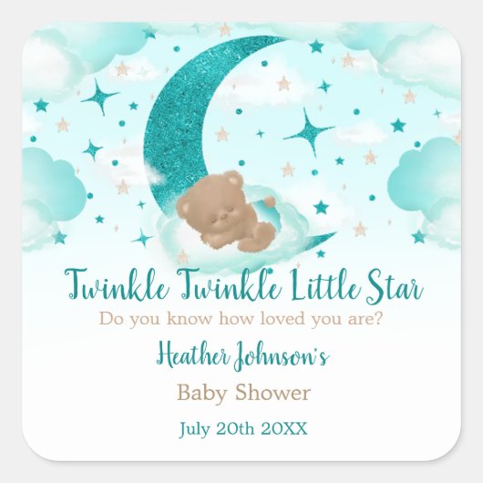 Twinkle Twinkle Little Star Beer Baby shower Vierkante Sticker (Voorkant)