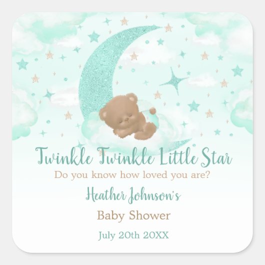 Twinkle Twinkle Little Star Beer Baby shower Vierkante Sticker (Voorkant)