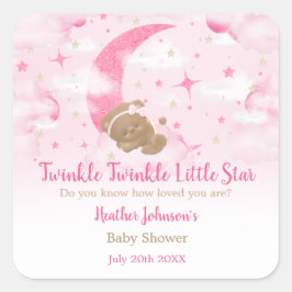 Twinkle Twinkle Little Star Beer Baby shower Vierkante Sticker