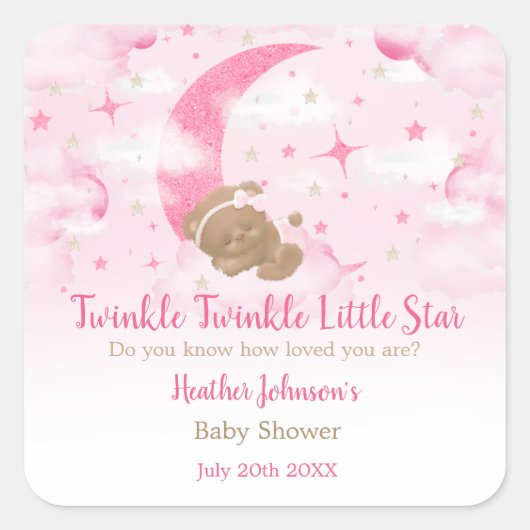 Twinkle Twinkle Little Star Beer Baby shower Vierkante Sticker (Voorkant)