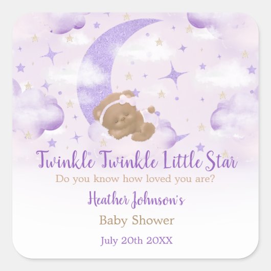 Twinkle Twinkle Little Star Beer Baby shower Vierkante Sticker (Voorkant)