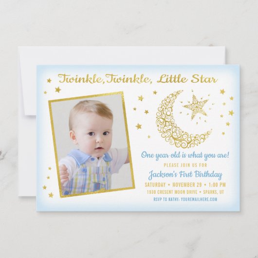 Twinkle, Twinkle, Little Star Birthday Boy Foto Kaart (Voorkant)