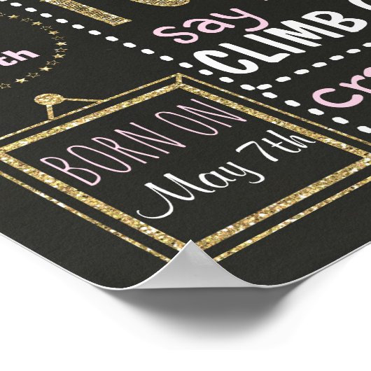 Twinkle Twinkle Little star Birthday chalkboard Poster (Hoek)