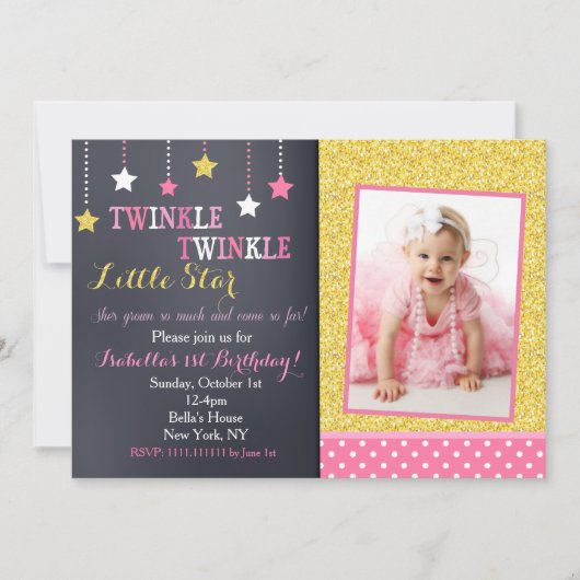 Twinkle Twinkle Little Star Birthday Invitation Kaart (Voorkant)