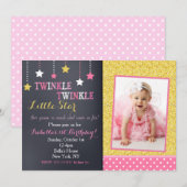 Twinkle Twinkle Little Star Birthday Invitation Kaart (Voorkant / Achterkant)
