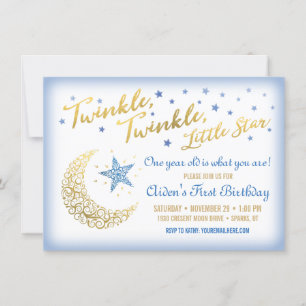 Twinkle Twinkle Little Star Birthday Invitation Kaart