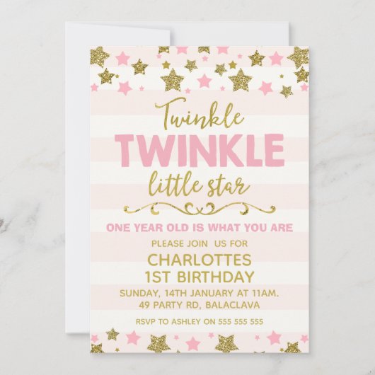 Twinkle twinkle Little Star Birthday Invitation Kaart (Voorkant)