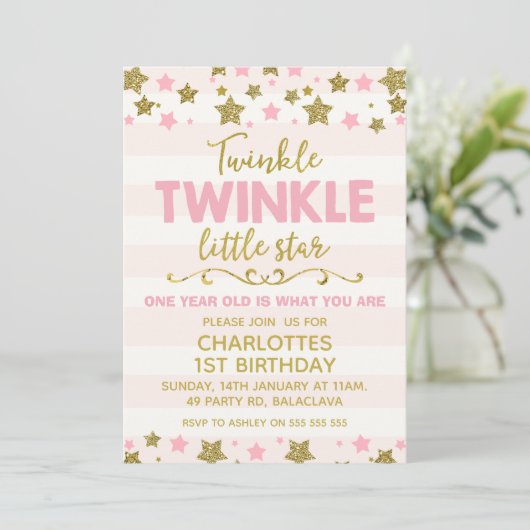 Twinkle twinkle Little Star Birthday Invitation Kaart (Staand voorkant)