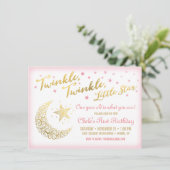 Twinkle, Twinkle, Little Star Birthday Invitation Kaart (Staand voorkant)