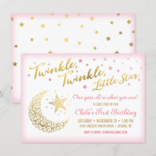 Twinkle, Twinkle, Little Star Birthday Invitation Kaart