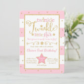 Twinkle Twinkle Little Star Birthday Invitation Kaart (Staand voorkant)