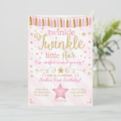 Twinkle Twinkle Little Star Birthday Invitation Kaart (Staand voorkant)