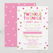 Twinkle Twinkle Little Star Birthday Invitation Kaart (Voorkant / Achterkant)