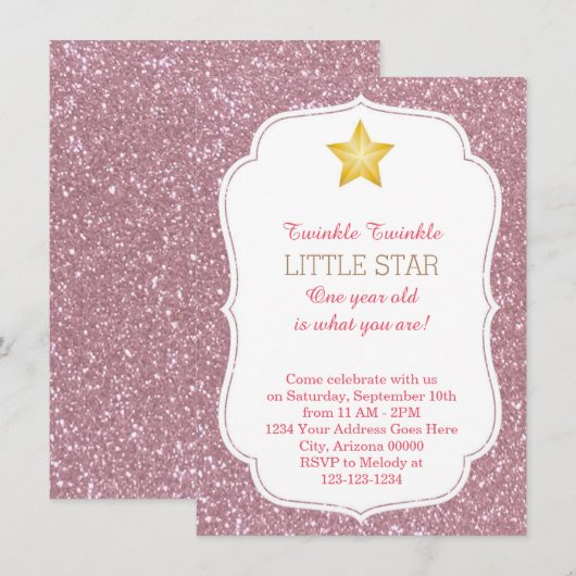 Twinkle Twinkle Little Star Birthday Invitation Kaart (Voorkant / Achterkant)