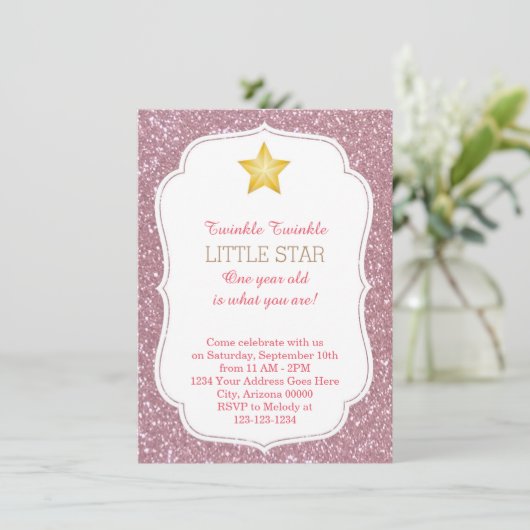 Twinkle Twinkle Little Star Birthday Invitation Kaart (Staand voorkant)