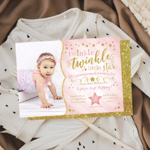 Twinkle Twinkle Little Star Birthday Invitation Kaart