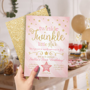 Twinkle Twinkle Little Star Birthday Invitation Kaart