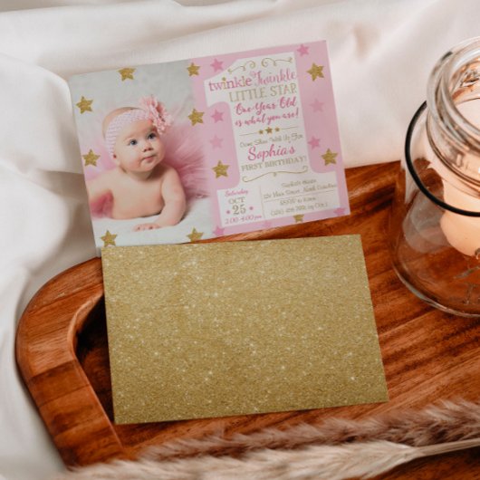 Twinkle Twinkle Little Star Birthday Invitation Kaart