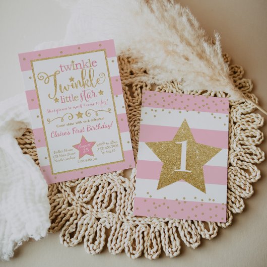 Twinkle Twinkle Little Star Birthday Invitation Kaart