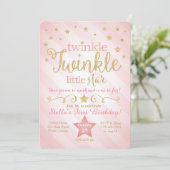 Twinkle Twinkle Little Star Birthday Invitation Kaart (Staand voorkant)