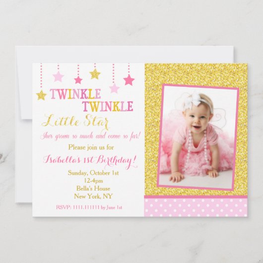 Twinkle Twinkle Little Star Birthday Invitation Kaart (Voorkant)