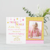 Twinkle Twinkle Little Star Birthday Invitation Kaart (Staand voorkant)