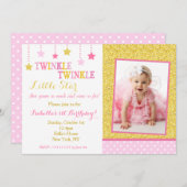 Twinkle Twinkle Little Star Birthday Invitation Kaart (Voorkant / Achterkant)