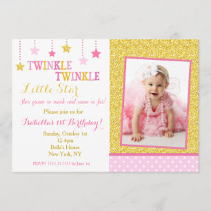 Twinkle Twinkle Little Star Birthday Invitation Kaart