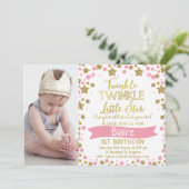 Twinkle Twinkle Little Star Birthday Invitation Kaart (Staand voorkant)