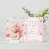 Twinkle Twinkle Little Star Birthday Invitation Kaart (Staand voorkant)