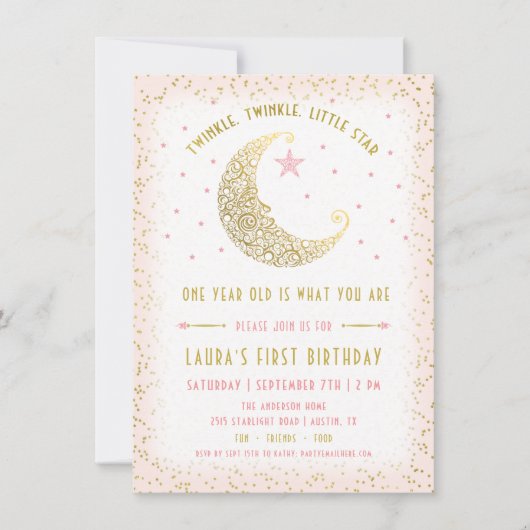 Twinkle Twinkle Little Star Birthday Invitation Kaart (Voorkant)